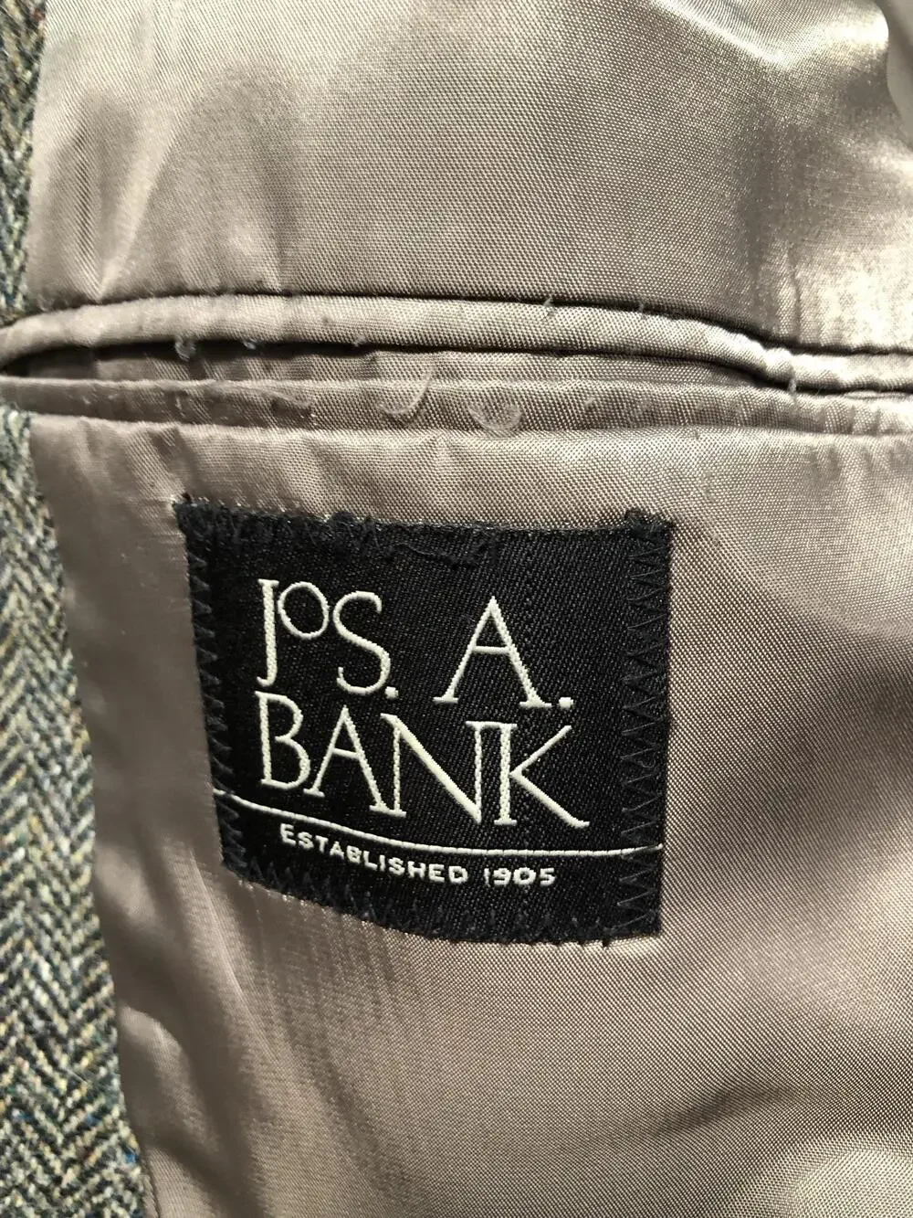 Jos. A. Bank Sport Coat Mens 50R Gray Herringbone Harris Tweed Blazer Jacket